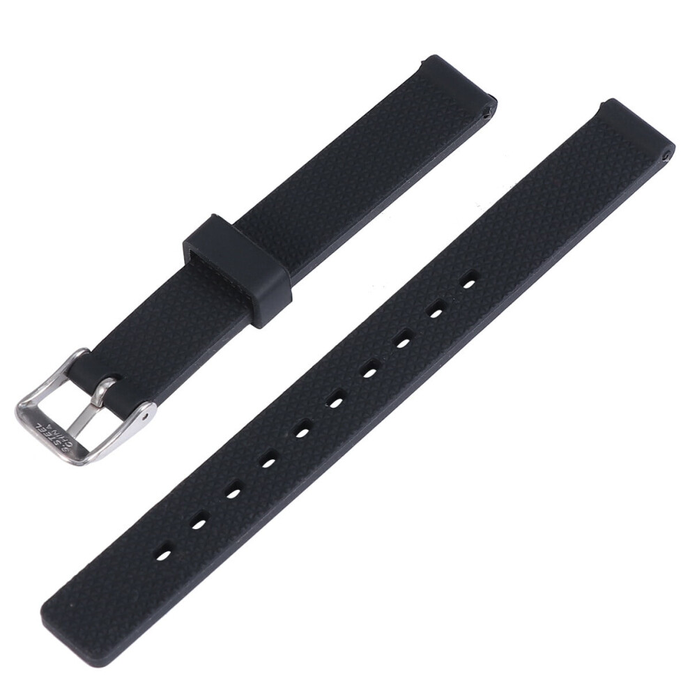 12Mm Universal Silicone Watch Band Waterproof Replacement Wristband Fashion Sports Strap (Black) Black 9499224203310
