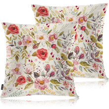 2er-Pack Vintage-Kissenbezüge mit Blumenmuster, romantische Rosenblüten-Kissenbezüge im Landhausstil für Sofa/Couch/Bett – 45 x 45 cm,