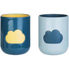 Vaso para cepillo de dientes Clouds Couple (2 unidades), taza de 393 ml (13.5 oz) bicolor, grueso, con soporte para cepillo de dientes.