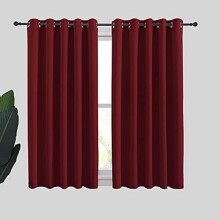 Cortinas opacas bordô, com isolamento térmico e ilhós, para lavanderia (178 x 137 cm, um par) – Compatíveis com varões padrão.
