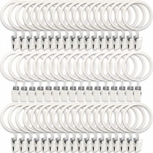 60 Pack Metal Curtain Rings with Clips, Curtain Clip Rings Hooks for Hanging Drapery Drapes Bows, Curtain Rod Rings 1.5 inch Interior Diameter, White