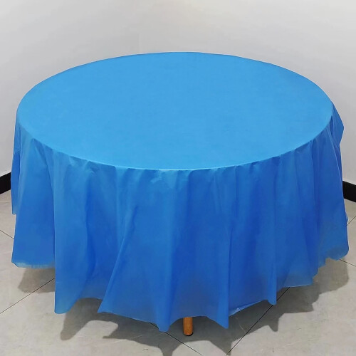 12 Toalhas de Mesa Redondas Descartáveis de Plástico (Pacote com 12) - Toalhas de Mesa Redondas de 84 Polegadas