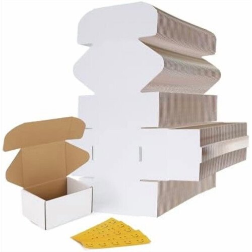 75Pack6x4x3Μικρά Κουτιά Αποστολής, Λευκό Κουτί Αλληλογραφίας από Κυματοειδές Χάρτινο