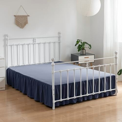 Φούστα κρεβατιού Queen Size με βολάν και σχισμένες γωνίες, φούστα κρεβατιού 12 ιντσών 1