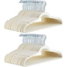 Schlanke, samtige, rutschfeste und platzsparende Kleiderbügel für Anzüge, 100er-Packung, Elfenbein/Beige