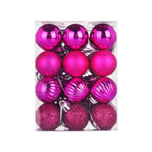 24Pcs Christmas Balls Ornament Mini Shatterproof Christmas Xmas Tree Balls Bauble Decorations Hanging Home Party Ornament Decor Hot Pink