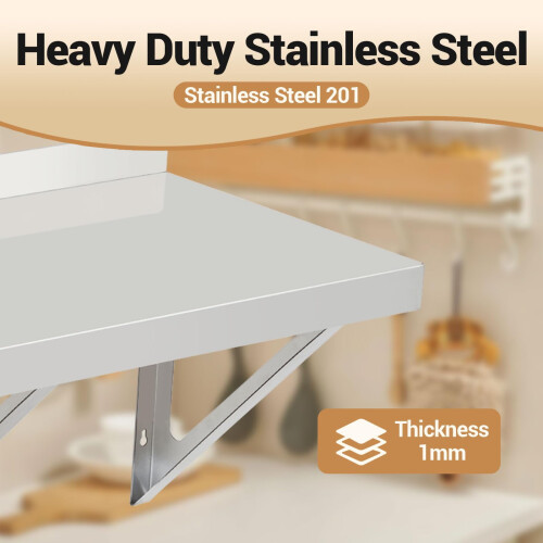Stainless Steel Wall-Mounted Shelf for Kitchen 400 lb 2