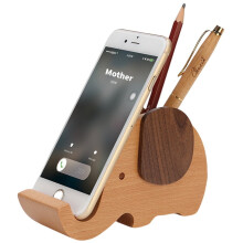 Stiftehalter mit Handyhalterung, Schreibtisch-Organizer für Frauen, Dekoration fürs Homeoffice, Holz