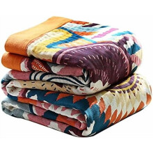 Boho Throw Blanket for Bed 60"x80" 100% Cotton Couch Twin Size Blanket Breathable Lightweigh Blankets Home Decor Muslin All Seasons