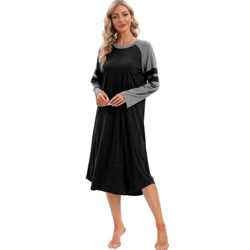 Camicia da notte lunga da donna con scollo rotondo, oversize e ultra morbida 1