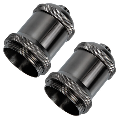 OUNONA2-Pack E27 Υποδοχή βάσης λαμπτήρα ρετρό στυλ, πυράντοχη μαύρη βάση φωτισμού για
