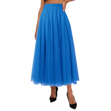 Maxi rok dames, geplooide rok voor dames, mesh rok, sprookjesrok, middellange lange rok, dansrok, rokken voor dames, hemelsblauw XL