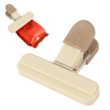 Clip di chiusura resistente per sacchetti alimentari, porta sacchetti per patatine ermetico, 3,07", beige - Compatibile con l'organizzazione della