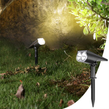 CheAAlet LED solcellsspotlights - IP65 Vattentät, 1200mAh batteri, 2 installationsalternativ - Utomhusbelysning för trädgård, gräsmatta och