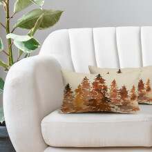Höstträd, örngott till ländryggen, 12x20, set med 2, rustik höstdekor, bränd orange akvarell skogsdesign, naturtema kuddfodral för soffa,