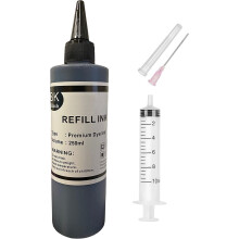 Navulinktfles van 250 ml, compatibel met Canon cartridges PG-243CL-244PG-245CL-246XL PIXMA MX492MG2520MG2522MG2420 printers - Zwart