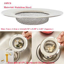 10PCS Stainless Steel Mesh Sink Strainer Trap Bath Hair Drain Hole Metal Flume Filter