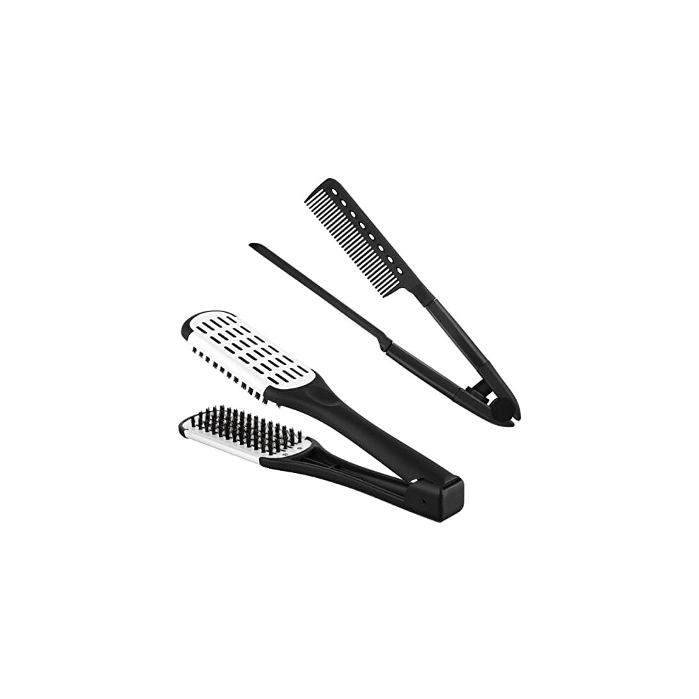 Boar Bristle Brush Set Double-Sided Clamp and Flat Iron
