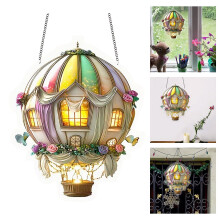 Clearance2D Mongolfiera con fiamma Modello di mongolfiera solare in vetro Luci solari da appendere per esterni per giardino cortile fattoria patio