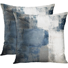 2er-Pack abstrakte Kissenbezüge in Blau/Weiß/Grau, 40 x 40 cm – Moderne dekorative Sofakissenbezüge