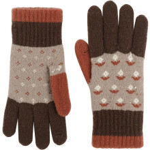 Damen Mädchen Winter Warme Strickhandschuhe Vollfinger Anti-Rutsch Fleecegefütterte Fäustlinge mit Touchscreen für kaltes Wetter, Kaffee
