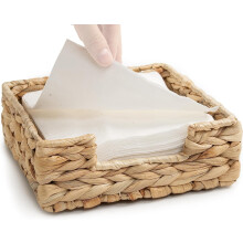 Servettenhouder van waterhyacint, 18x18 cm tafeldecoratie, opbergbakje, rieten mandjes en serveerblad voor de keuken, rotan servettenhouders voor op