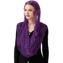 Spanish Style Lace Traditional Vintage Inspired Infinity Shape Mantilla Veil Latin Mass Head Covering