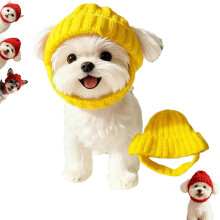 Bonnet rouge tricoté pour animaux de compagnie avec cache-oreilles – Lot de 2