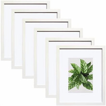 Ensemble de 6 cadres photo blancs 8x10, pour photos 5x7 avec passe-partout ou 8x10 sans passe-partout, Ă accrocher au mur ou Ă poser sur une table.