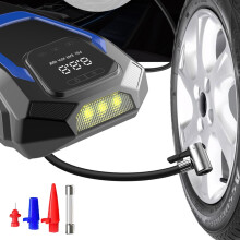 12V Portable Car Tire Inflator, Touch Screen, 150psi High Pressure, Fast Inflation, Multi-purpose for Car/Bike/Balls, Long Cord & Hose