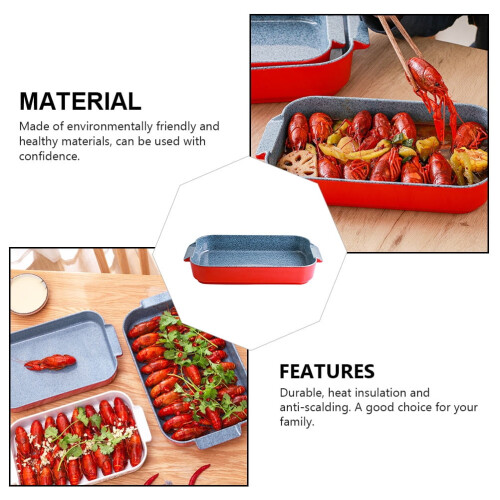 Plato rectangular de melamina rojo para servir, 33,7 x 19,8 cm. 2