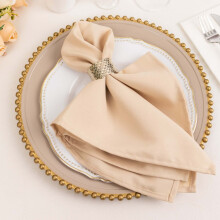 BalsaCircle 5 Premium Beige Polyester 20x20" Dinner Table Cloth Napkins Party Events Reception Decorations Supplies