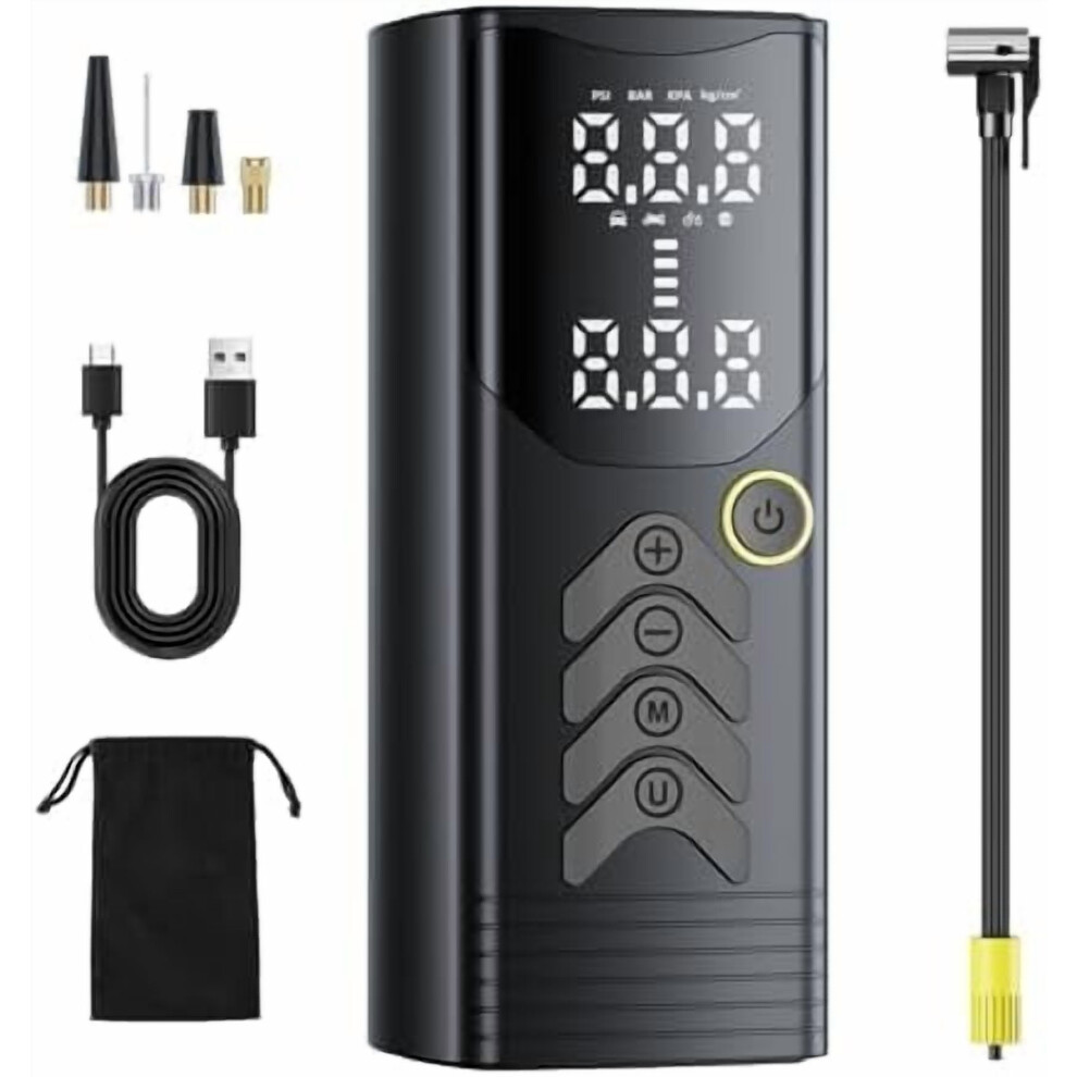 Portable 150Psi Tire Inflator With 25000Mah Battery, 5X Fast Inflation, Built-In Gauge Â Compatible With Car, Motorcycle, Bike, Ball 9479868220287