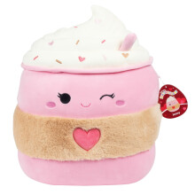 14" plyšová Jenny the Winking Valentínska ružová latte – oficiálne licencovaná hračka Jazwares, kompatibilná s valentínskymi témami