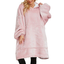 Oversize Pullover Sweatshirt With Hood Robe Womens Blanket Hoodie Flannel Cuddly Blanket Sweatshirt Blanket Adult Light Pink