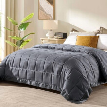 King Size Blanket with Satin Trim, Lightweight Down Alternative King Blanket for All Season, Machine Washable (Grey, 108 x 90 Inch)