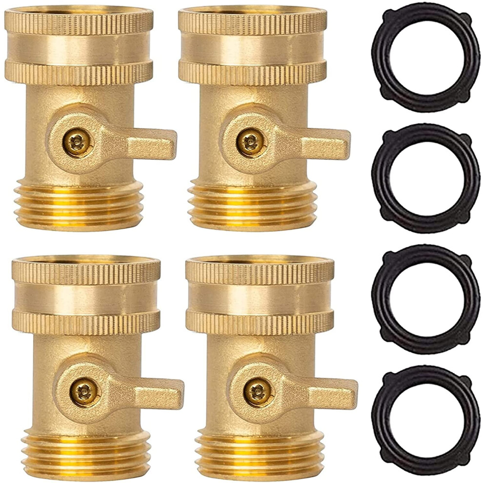 Brass Garden Hose Shut Off Valve, 4 Pack Heavy Duty 3/4 Inch Solid Valve With Extra Rubber Washers 9338982625180