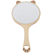 Cat Ear Handheld Mirror Wood Mini Portable Makeup Mirror Cute Design Travel Mirror for Girls Women Family 8.85x4.72x0.39 Inches