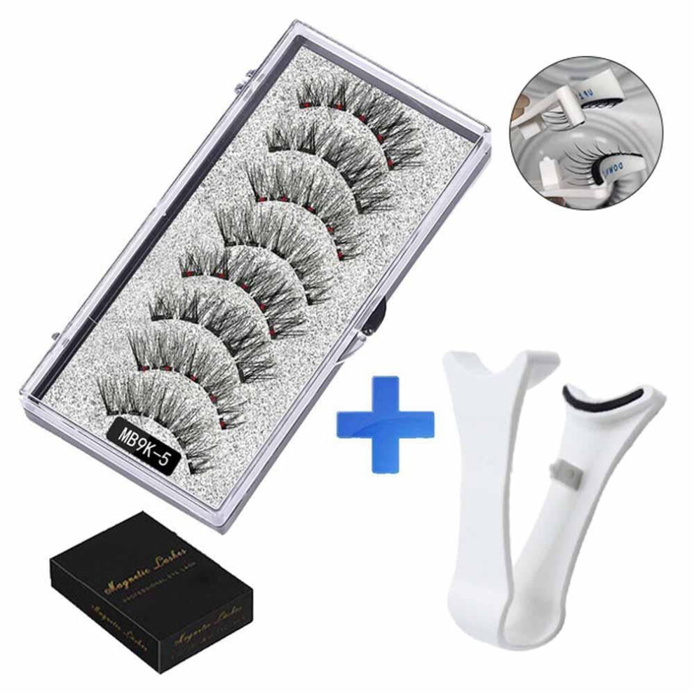 5-Pair Magnetic False Eyelash Set, with Clip for Easy Daily Wear
