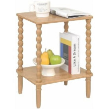Small End Table, Couch Side Table with 2-Tier Storage Shelf, Wood Coffee Table for Bedroom, Living Room, Small Spaces (Rustic Walnut)