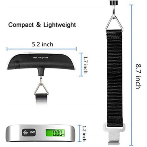 Luggage Scale Silver 110 lb Portable Compact 2