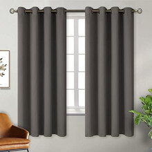 Blackout Curtains for Bedroom - Grommet Thermal Insulated Room Darkening Curtains for Living Room, Set of 2 Panels, Each 46 x 63 Inch, Grey