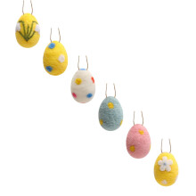 8PCS Handmade Felted Easter Eggs with Flowers, Compatible with Easter Baskets, Hanging Ornaments & Spring Decor