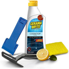 Glass Cooktop & Stove Cleaner Combo Kit (10 oz, 4-Piece) – Includes Tool, Razor, Scraper, Pad for Gas/Electric/Ceramic – Compatible with All Glass