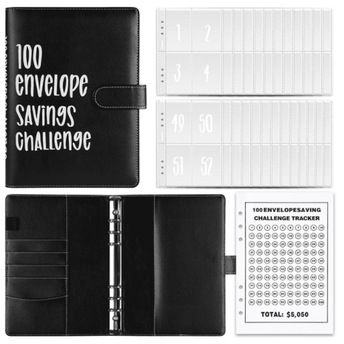 Money Saving Challenge Binder with Budget Tracker and Cash