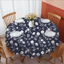 Pioneer Flower Floral Print Pattern Round Tablecloth 60 X 60 Inch, Wrinkle Resistant Wipeable Table Cloth for Kitchen Dining Picnic Patio Party
