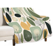 Mid Century Modern Sage Green Abstract Geometric Throw Blanket, 50"x60", Flannel Fleece, Warm Plush, All-Season, Adults & Kids