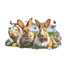Easter Wall Stickers: 3D Bunny & Eggs Decals, Removable Cartoon Bunny Wall Stickers for Kids Room, Nursery, Bedroom – Compatible with All Smooth