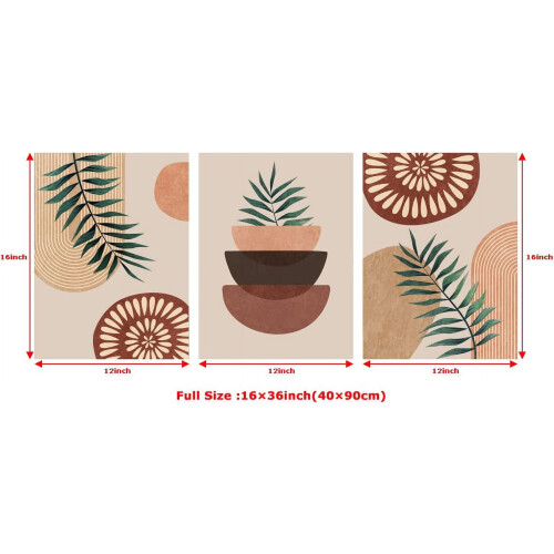 Σετ 3 τεμαχίων Boho Wall Art: Μινιμαλιστικές εκτυπώσεις με φοίνικες και αφηρημένη φύση, 1