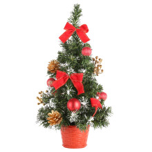 15.74" Mini Small Little Tabletop Prelit Christmas Tree Decorated with Ornaments Multi-Colored Lights Artificial Green Tree